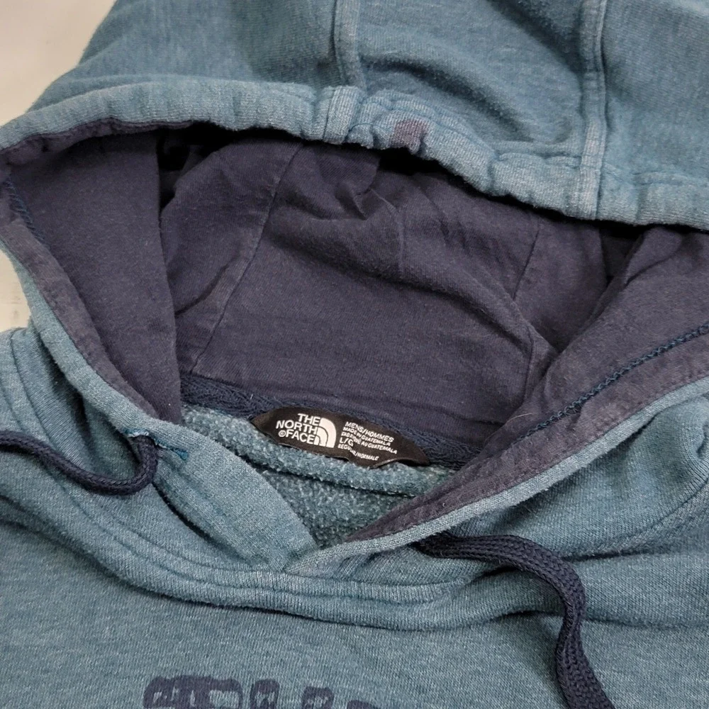 The North Face Distressed Pullover Hoodie Sweatshirt Camp‎ Mens Sz L Faded Blue